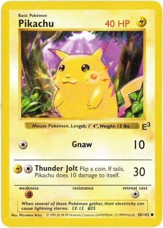 Pikachu (58/102) (Promo estampillée E3 avec joues rouges) [Cartes diverses] 