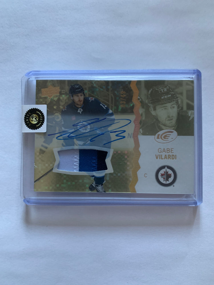 2023-24 UD ICE PATCH AUTO GABE VILARDI 3/49 # 47 WINNIPEG JETS