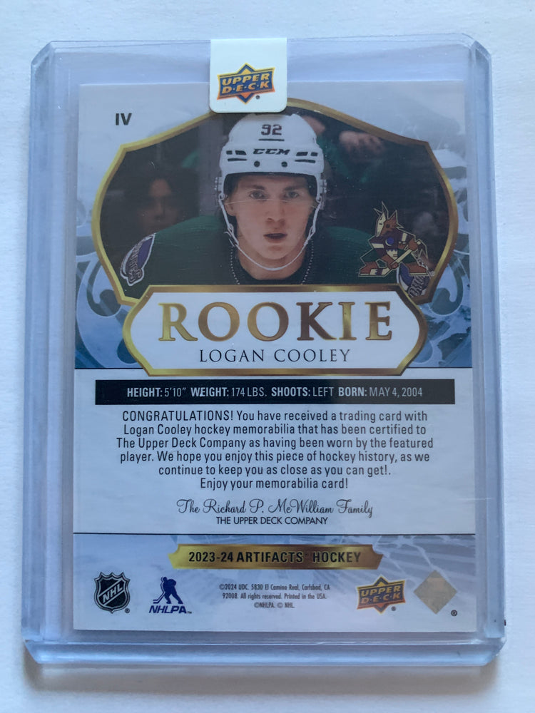 2023-24 Upper Deck Artifacts Logan Cooley Rookie RC Dual Jersey #IV 334/399