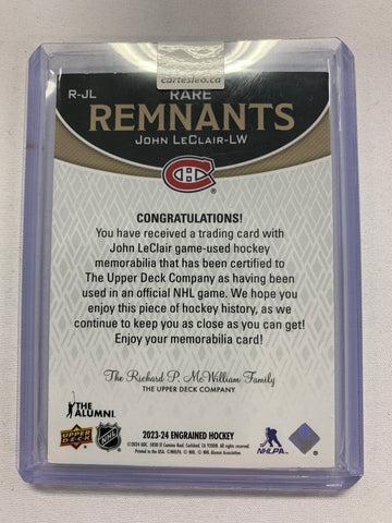 2023-24 ENGRAINED John LeClair RARE REMNANTS Stick Auto 19/25 #R-JL