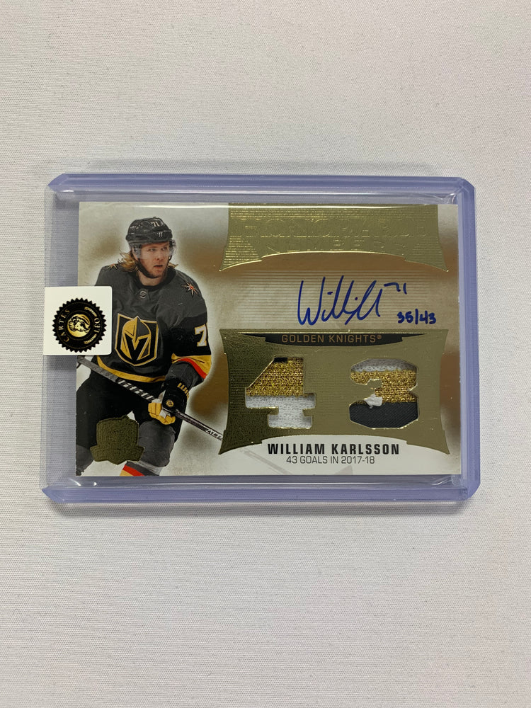 2021-22 UD THE CUP #HR-WK WILLIAM KARLSSON HONORABLE NUMBERS PATCH AUTO 35/43