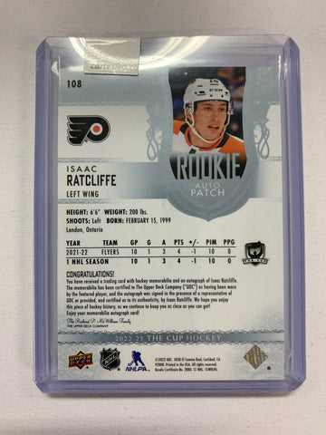 2022-23 UD THE CUP ISAAC RATCLIFFE ROOKIE AUTO PATCH 187/249 # 108