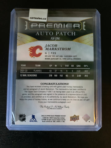 2022-23 PREMIER JACOB MARKSTROM Auto Patch #AV-JM 38/49