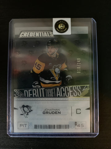 2023-24 UD Credentials Jonathan Gruden RC 2023-24 010/149 #DTA-JG Debut Ticket ACETATE