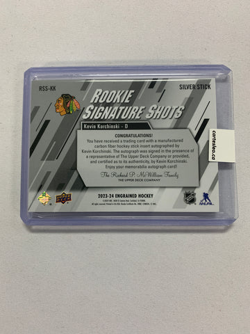 2023-24 ENGRAINED Kevin Korchinski Rookie Signature Shots Silver Stick 059/149 #RSS-KK