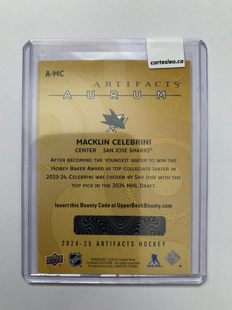 2024-25 UD ARTIFACTS MACKLIN CELEBRINI AURUM BOUNTY UNSCRATCHED RC SHARKS #A-MC