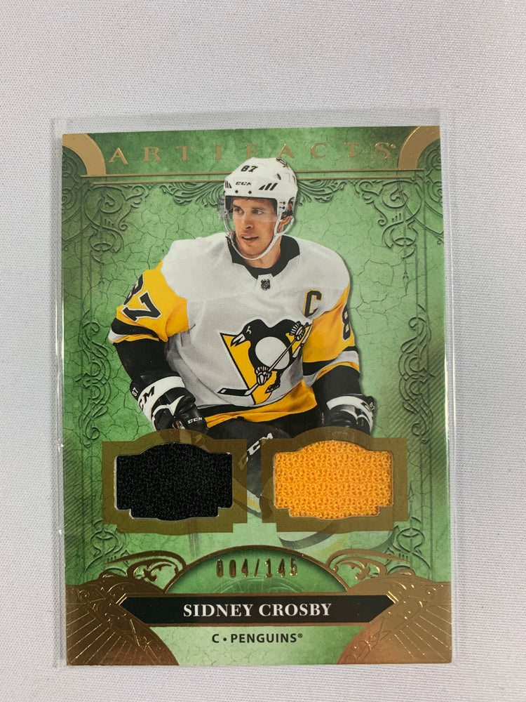 2020-21 Artifacts SIDNEY CROSBY DUAL JERSEY BLACK/GOLD #145 PITTSBURGH