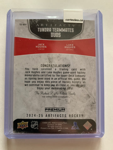 2024-25 ARTIFACTS Tundra Teammates Duos Jack Hughes Luke Hughes 08/25 T2-DEV