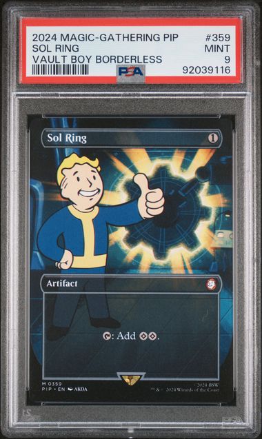 2024 MAGIC THE GATHERING FALLOUT 359 SOL RING VAULT BOY BORDERLESS PSA 9 [92039116]