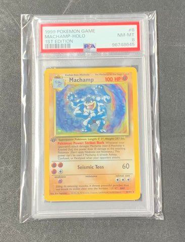 1999 Pokemon Game 8 Machamp-Holo 1st Edition PSA 8 [96748645]