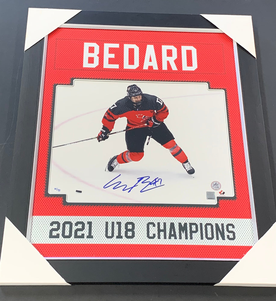 Connor Bedard Team Canada U18 2021 Autographed Photo/Frame 61/98 (19 x 31'')