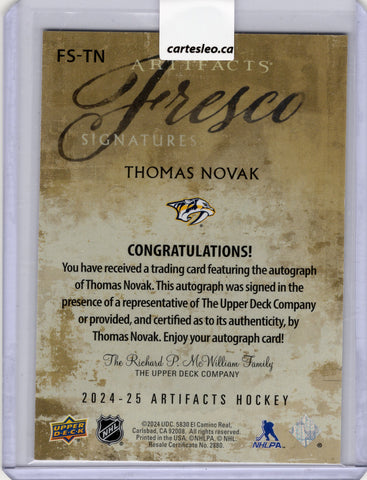 2024-25 UD ARTIFACTS THOMAS NOVAK Fresco Signatures #FS-TN