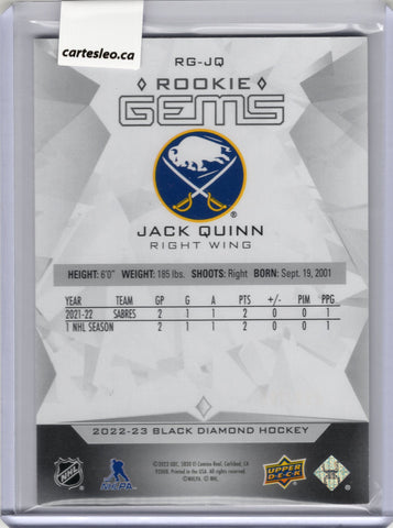 2022-23 BLACK DIAMOND JACK QUINN ROOKIE GEMS 088/100 #RG-JQ RUBY