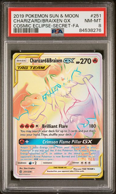 Charizard & Braixen GX (251/236) [Sun & Moon: Cosmic Eclipse] PSA 8 [84538276]