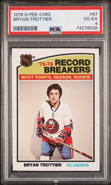 BRYAN TROTTIER 1976 O-PEE-CHEE #67 BRISEUR DE RECORD RC ISLANDERS PSA 4 [74278028]