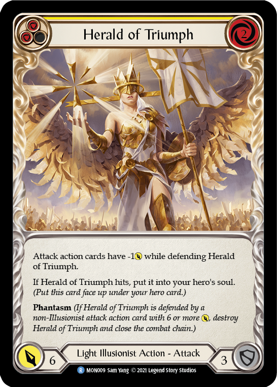 Herald of Triumph (Jaune) [MON009-RF] (Monarch) 1ère édition Rainbow Foil 