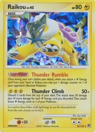 Raikou (16/132) (Cracked Ice Holo) [Diamant et Perle : Merveilles Secrètes] 