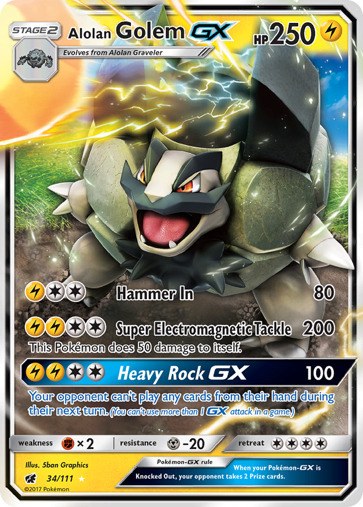 Alolan Golem GX (34/111) [Soleil et Lune : Invasion Pourpre] 