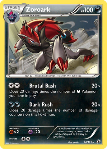 Zoroark (90/113) (Cosmos Holo) (Blister exclusif) [Noir et blanc : Trésors légendaires] 