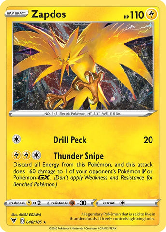 Zapdos (048/185) (Cosmos Holo) [Épée et bouclier : tension vive] 