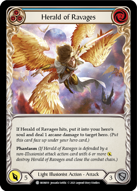 Herald of Ravages (Bleu) [MON019-RF] (Monarch) 1ère édition Rainbow Foil 