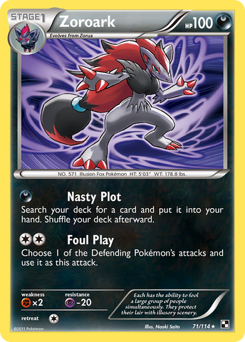 Zoroark (71/114) (Theme Deck Exclusive) [Black & White: Base Set]