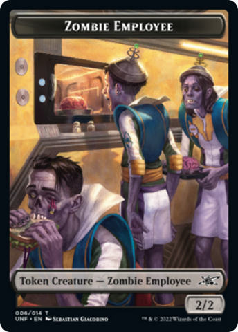 Employé zombie // Jeton double face Storm Crow [Jetons Unfinity] 