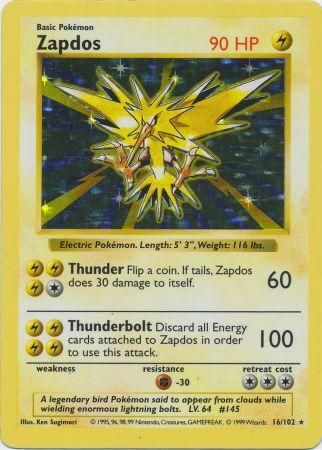 Zapdos (16/102) [Ensemble de base Shadowless Unlimited] 