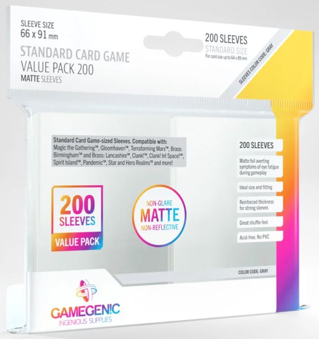 Sleeves: Gamegenic Matte Standard Card Game Value Pack (200) [GGS10111ML]