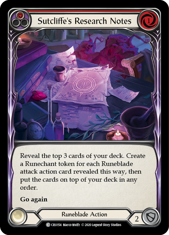 Notes de recherche de Sutcliffe (rouge) [CRU154] (Crucible of War) 1ère édition Rainbow Foil 