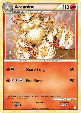 Arcanine (1/123) (Exclusivité Deck à Thème) [HeartGold &amp; SoulSilver : Ensemble de Base] 