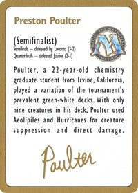 Carte biographique de Preston Poulter 1996 [Decks de championnat du monde] 