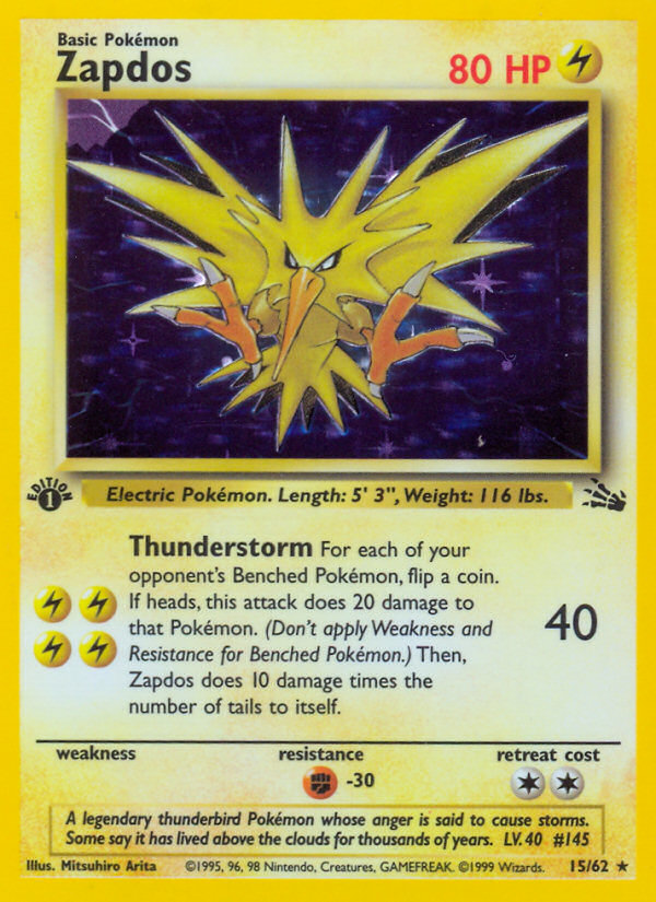 Zapdos (15/62) [Fossil 1ère édition] 