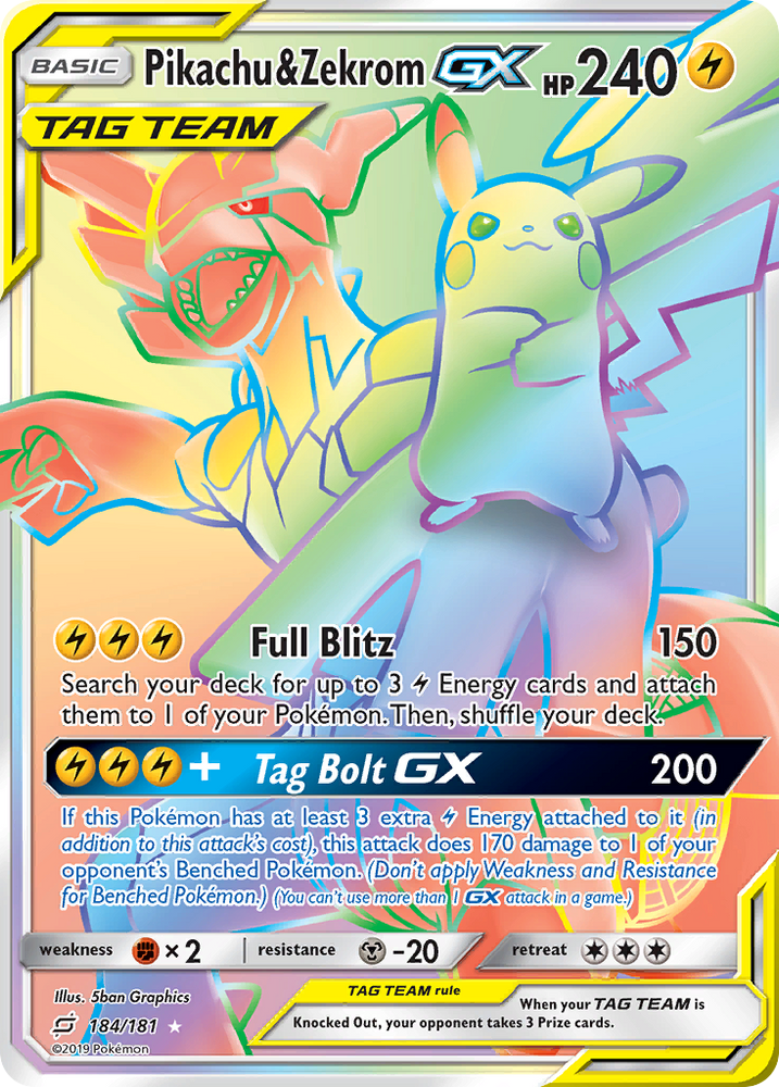 Pikachu &amp; Zekrom GX (184/181) [Soleil et Lune : Faire équipe] 